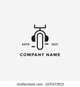 Logo bicycle music, concept bicycle ,headphone and mic.