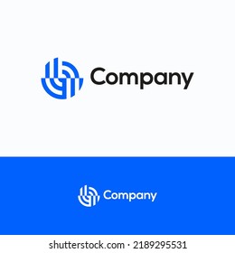 Сompany Logo.  Big Data, Grid Pie Chart Logo Template. Earth Planet Diagram Line Sign.