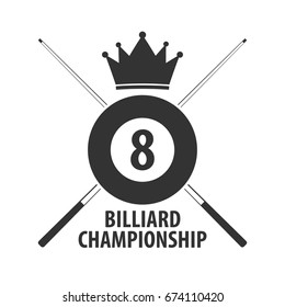 Logo for Billiard school, club or shop. Vector illustration