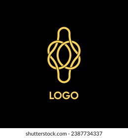 Logo with binding. Abstract keyhole. Lock pattern. Mysterious door. Finished logo. Celtic pattern . A pattern with loops. 