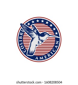 logo bird colibri vintage vector