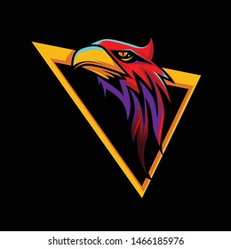 logo bird fire black triangle