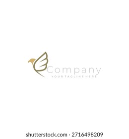 Logo eines Vogels, der mit beiden Flügeln fliegt, Entwurfsvorlage Linie