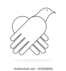 Logo bird. Hand sign wings of a bird, for an educational or charitable organization.