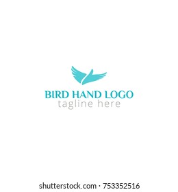 logo bird hand for social programs, consulting, animal release, landscaping, lawyer, struggle for rights, pet shop, flight, airline, help. Logo vector illustration