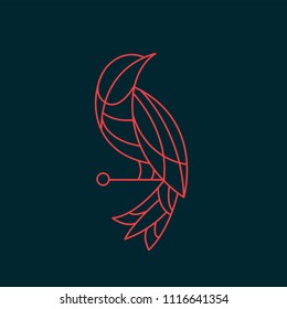 Logo bird from lines on a dark background