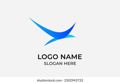 Logo Bird with meaning flight safe and freedom. Logo travel, flight with icon bird in blue color. Editable file