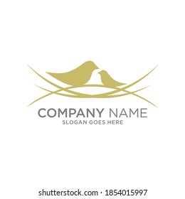 logo with a bird in a nest, universal brand template illustration