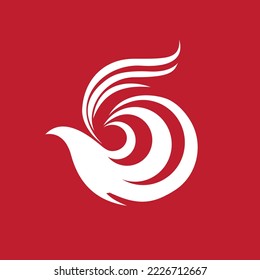 Logo with bird or phoenix shape.