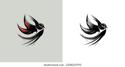 Logo bird soaring in the sky swallow dove eagle minimalism