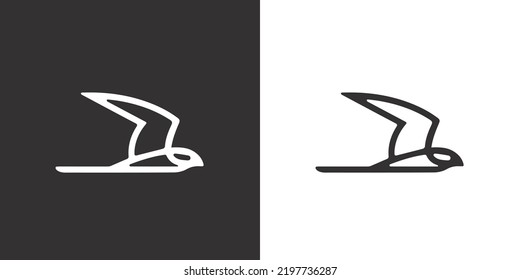 Logo bird swallow in flight from lines minimalism elegant