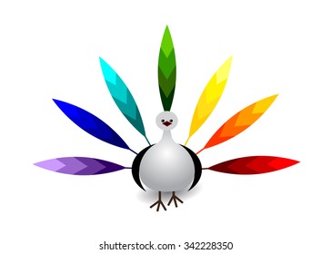 logo bird. A bird with a tail, feathers color of a rainbow