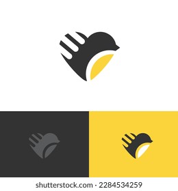 Logo bird titmouse yellow black. Isolated vector image on a white background.
