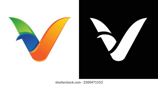 Logo Vogel V Buchstabe abstraktes Design Logo-Symbol