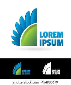 Logo of a bird's wing. Bright hummingbirds. It can be used as a corporate identity or a screen saver application. Print T-shirt