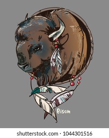 logo with bison head