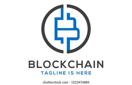 logo Bitcoin blockchain cryptocurrency design. Vector.