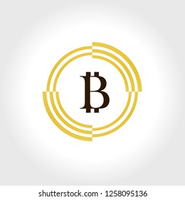 Logo Bitcoin, Virtual Coin, Vector Illustration