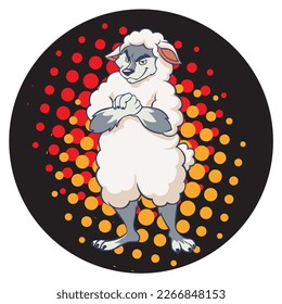 Logotipo. Fondo negro. Un lobo vestido de oveja. 