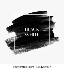 Logo black brush stroke painted background vector over square frame. Perfect design for headline and sale banner. 