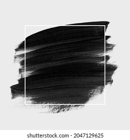 Logotipo de trazo de pincel negro pintado vector de fondo con marco cuadrado. Diseño perfecto para titulares y banner de venta. 