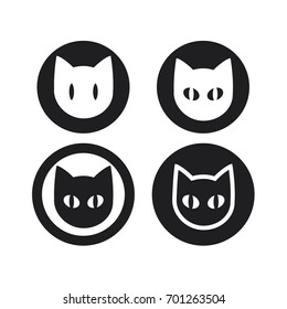 Logo black cat emblem sketched illustration in minimalism