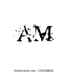 AM Logo. Black Collor. Vector Graphic Branding Letter Element. White Background