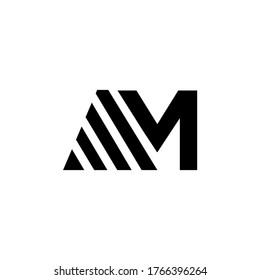 AM Logo. Black Collor. Vector Graphic Branding Letter Element. White Background