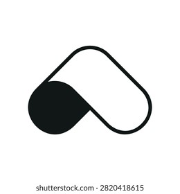logo with black filled section, minimalist geometric hospitality symbol representing travel, accommodation, belonging, branding, and contemporary graphic design