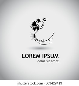 Logo black flower abstraction. Vector