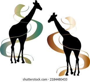 Logo with black giraffe and colored lines