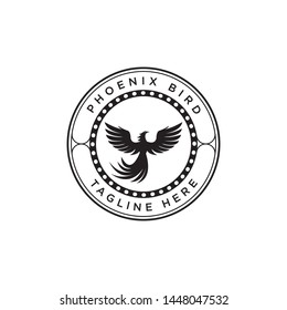 logo black phoenix bird illustration icon company