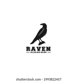 logo black raven in white background