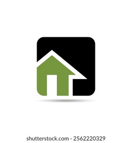 Logo of a black square with rounded corners. Overlaid on the square is a simplified representation of a house.