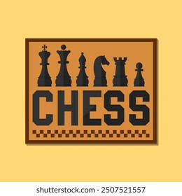 Logo with black text with chess figures with shadow and on background