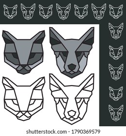logo black and white face of a cat and dog in the style of robots