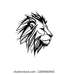 ﻿Vector logo of a black and white lion, kept simple.
