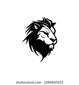 ﻿Vector logo with a black  white lion - minimalistic  elegant.