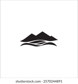 logo black and white of mountain and river
