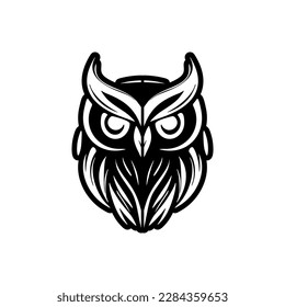 ﻿Vector logo of a black  white owl, simple  elegant.