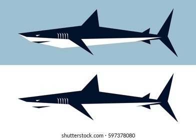 Logo of the black and white shark. Vector