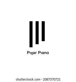 Logo in black and white with a silhouette of piano tuts