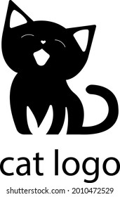 logo black winking kitten with an inscription on a white background