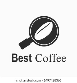 logo with a blend of search and coffee icons