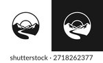 logo blends a mountain and a sunset in a dual-meaning design. The mountain symbolizes strength and endurance, while the sunset represents harmony and new opportunities, creating a warm, balanced, and timeless brand identity.