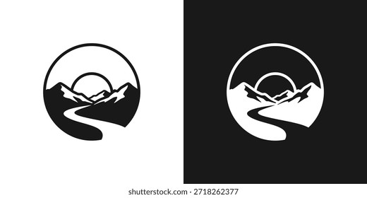 El logotipo combina una montaña y un atardecer en un diseño de doble significado. La montaña simboliza fuerza y resistencia, mientras que la puesta de sol representa armonía y nuevas oportunidades, creando una identidad de marca cálida, equilibrada y atemporal.