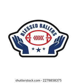 A logo for blessed ballers with a ball in the middle.