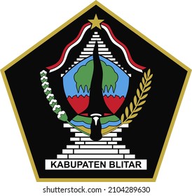 Logo of Blitar Regency, The whole shape is a pentagon: the symbol of Pancasila.
Penataran Temple: Majapahit heritage as a symbol of a noble culture.
Keris Pusaka: A symbol of the spirit and heroic