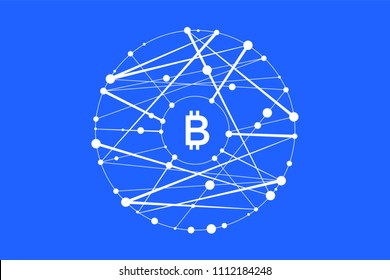 Logo for blockchain technology. Hexagon with connected lines for logo, brand, label, emblem, branding of smart contract block symbol. Design for decentralized transactions. Vector Illustration
