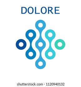 Logo blockchain technology with round circle connection structure. Modern high tech geometrical icon symbol concept. Blue geometry system pattern design